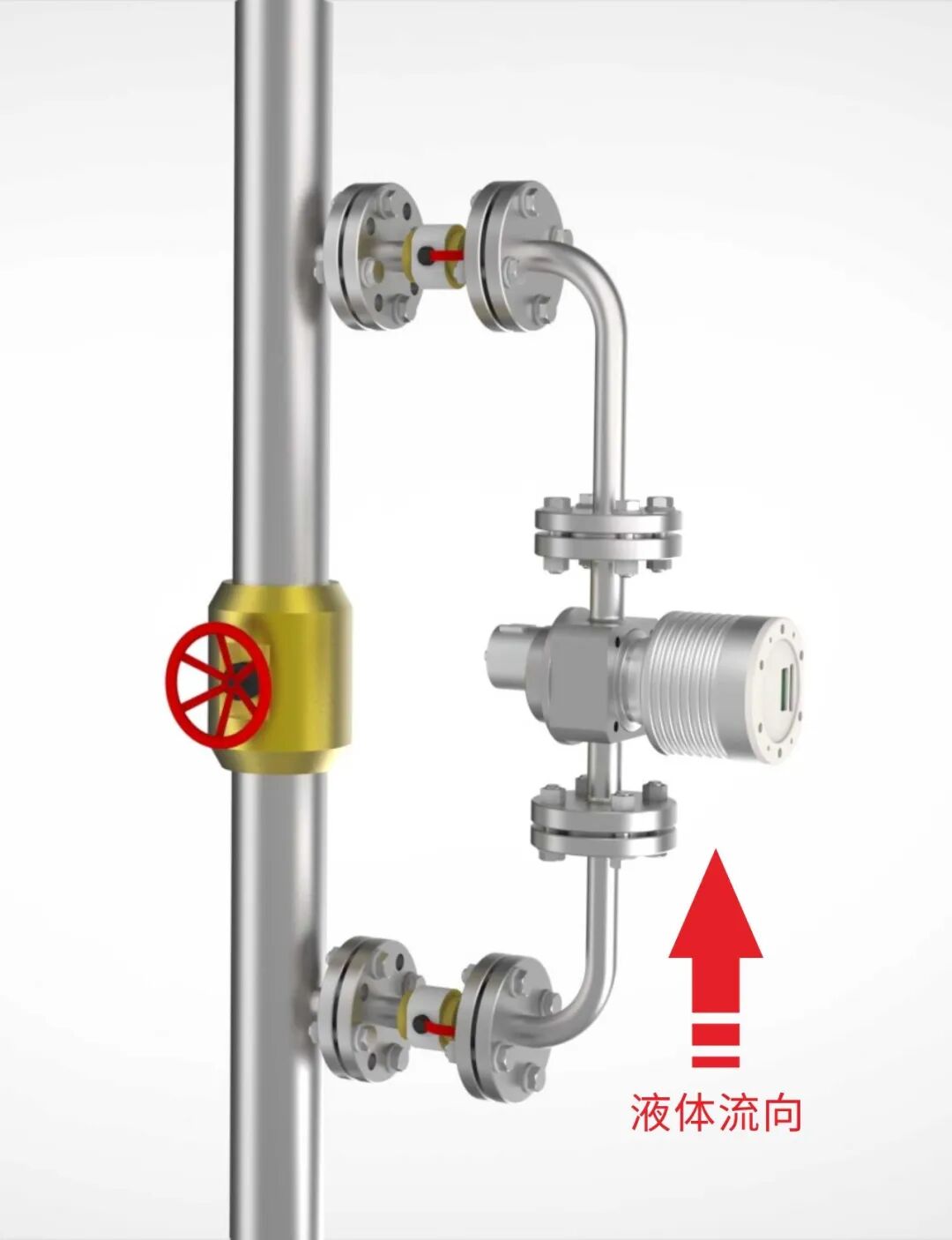 楚一在線折光濃度儀旁通管道安裝示意圖